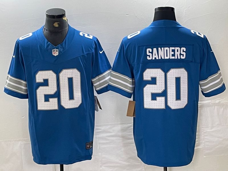 Men Detroit Lions 20 Sanders Blue Three generations 2024 Nike Vapor F.U.S.E. Limited NFL Jersey
